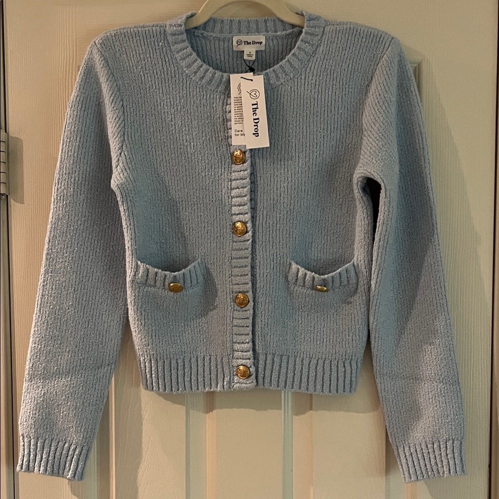 The Drop Women's Sky Blue Button-Up Cardigan - Small